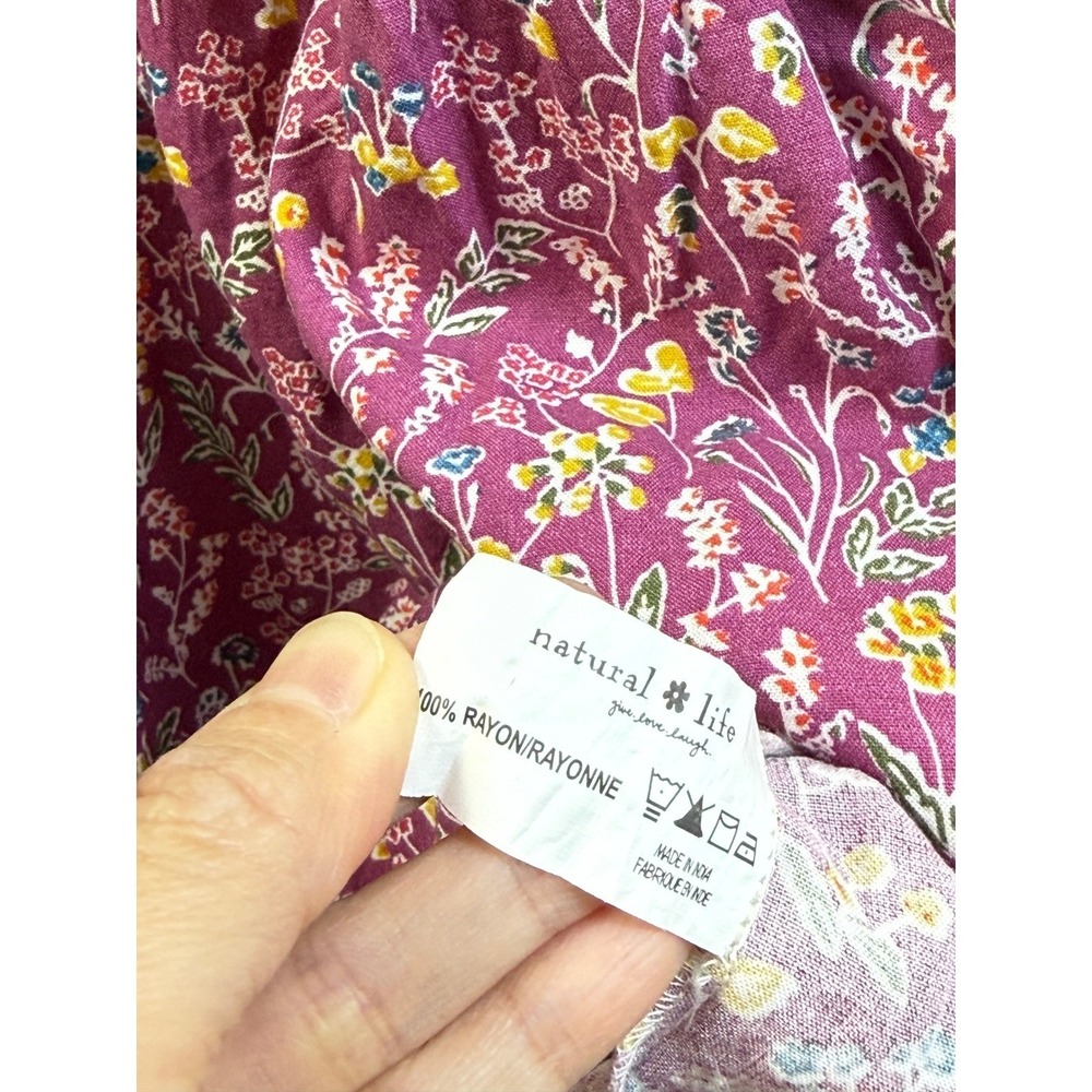 Natural Life Women Patchwork Florean Midi Dress Boho Tiered Flowy Multi L/XL Vtg - Picture 12 of 13